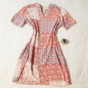 Anthropologie blue white & red dress S